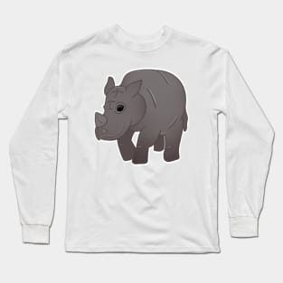 One-Horned Rhino - Drawing Long Sleeve T-Shirt